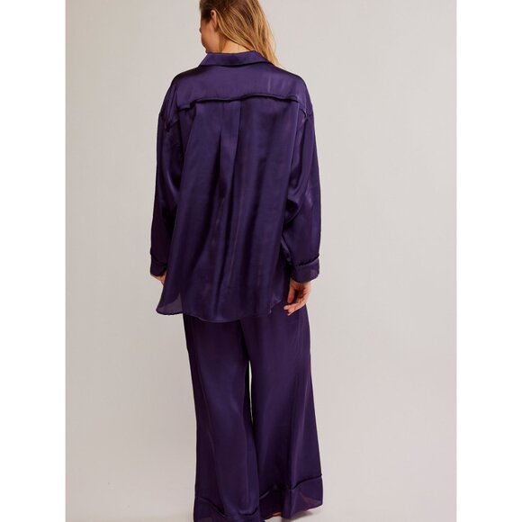 FREE PEOPLE Dreamy Days Solid PJ Set / Gothic Grape - Picture 3 of 6